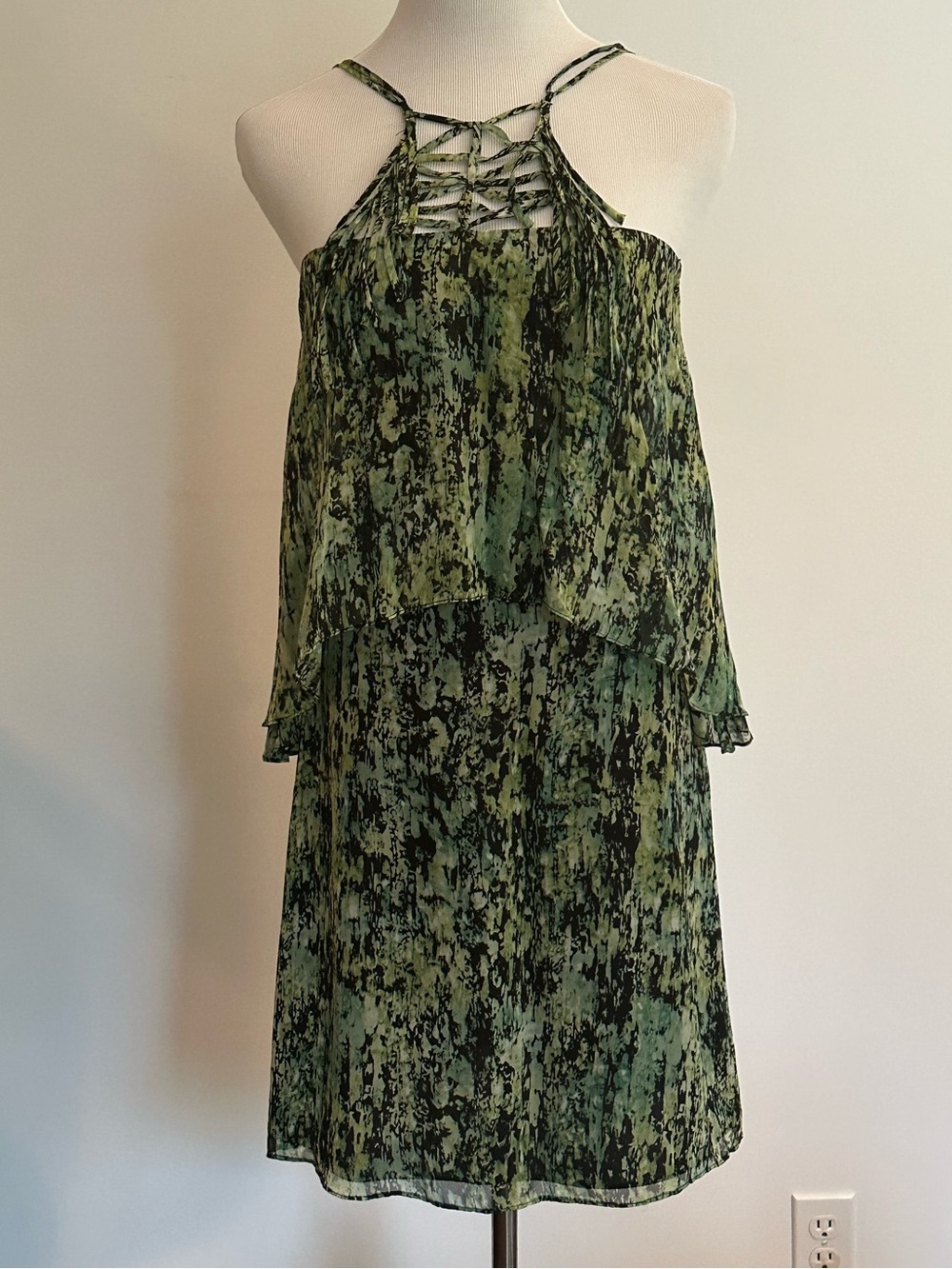 BCBGMaxAzria Lattice-Neck Dress